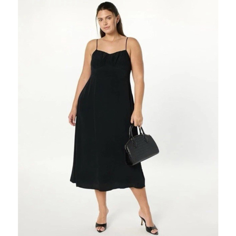NEW The Drop Women's Linea Spaghetti Strap Dress Black Zip Travel Tropics Sz XXL